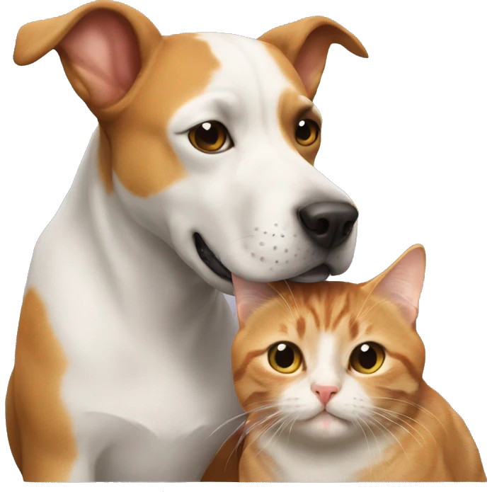Dog with cat kissing emoji