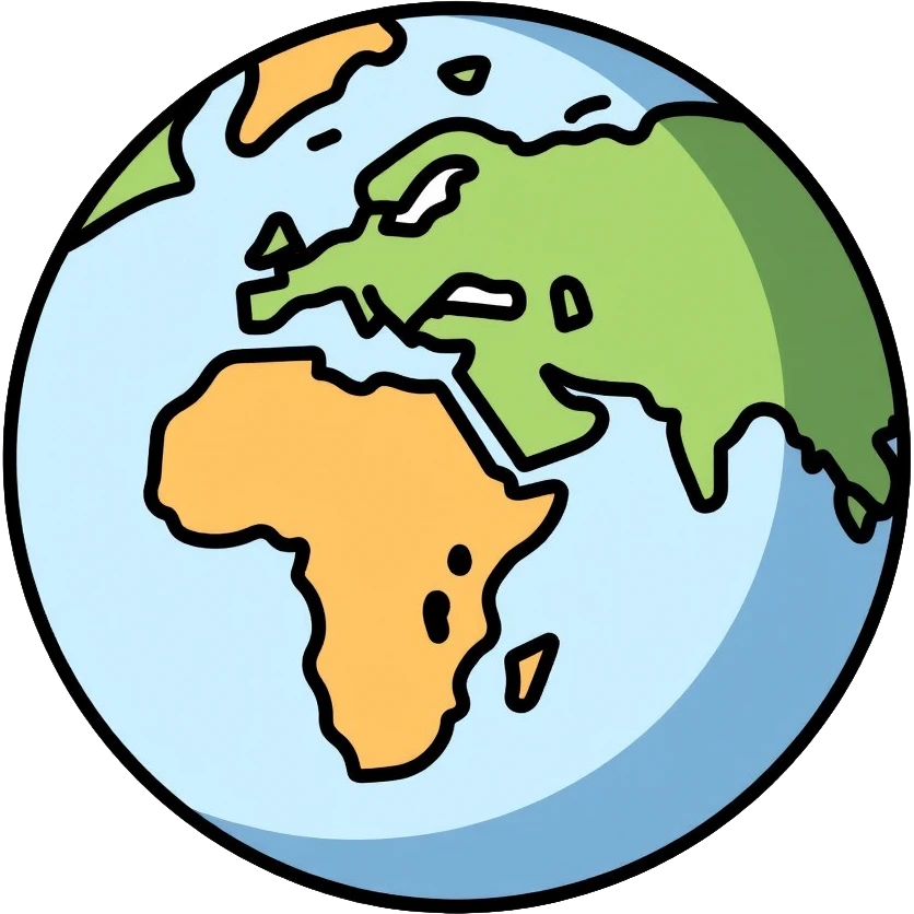 Detailed world globe showing continents emoji