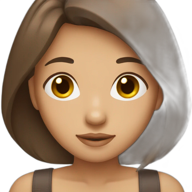Cute girl with straight brown hair emoji