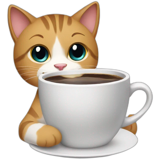 cat drinking coffee emoji