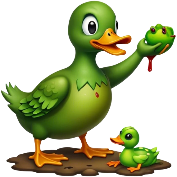 Zombie duck killing frog emoji