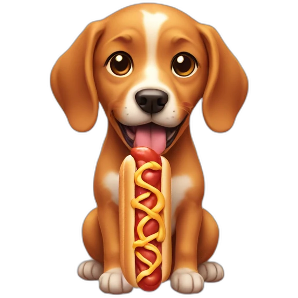 cute-dog-eating-hotdog emoji