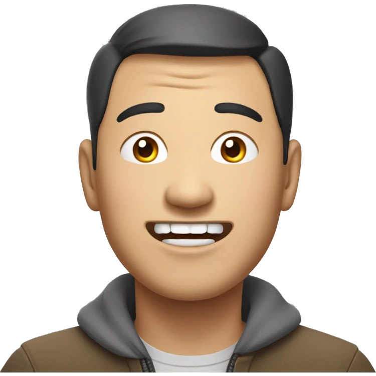 Smiling Mongolian man have a surprised  emoji