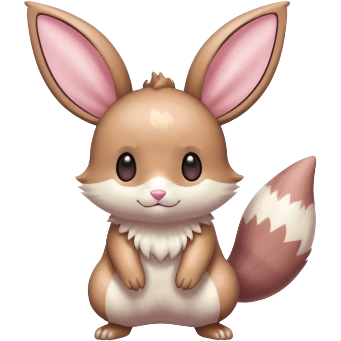 Kawaii Shiny Colorful Pastel Minccino-Furret-Eevee-fusion Full Body emoji