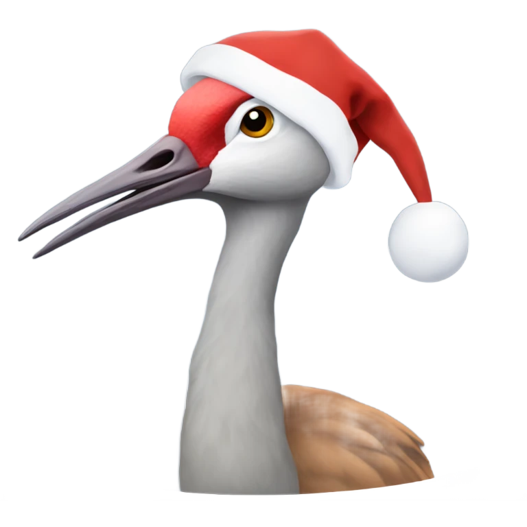 sandhill crane as Santa emoji
