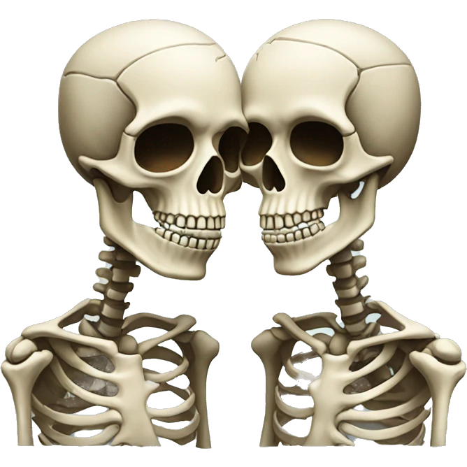 Two skeletons kissing emoji