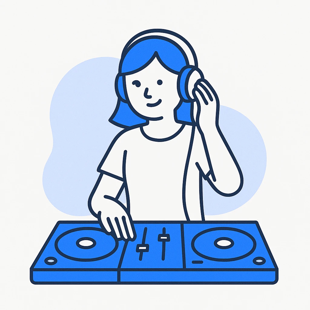 girl playing DJ set emoji
