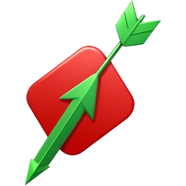 Tag vermelha com uma flecha pra cima verde do lado emoji