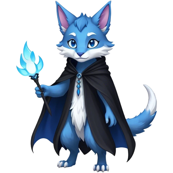 Kawaii dark edgy fantasy ethereal feline-vernid-sergal-fursona animal creature with a tufted tail full body emoji