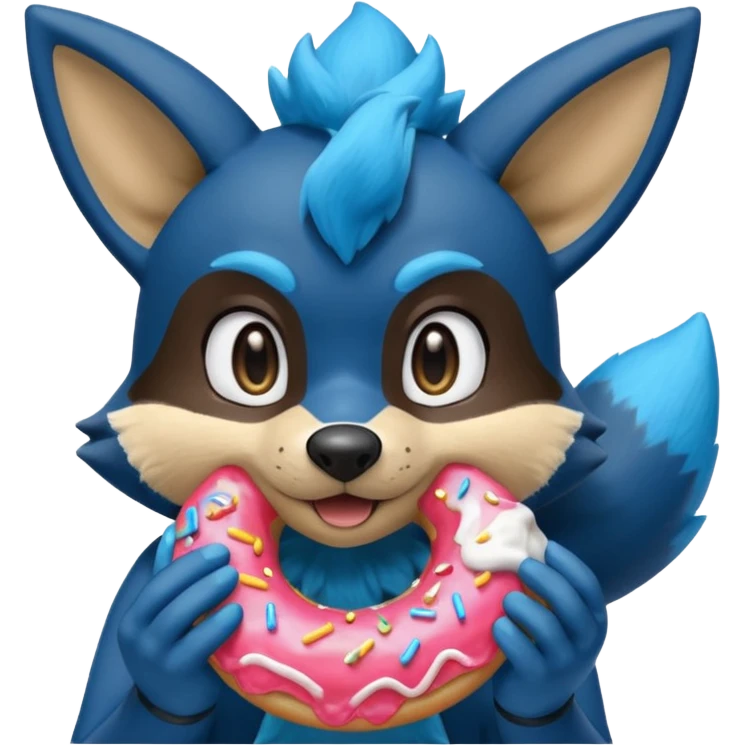 Lucario eating a sugary donut emoji