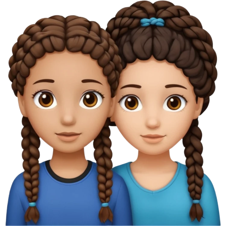 2 girl best friends. One is black with braids and brown eyes. One is white with curly brown hair with brown eyes no braids emoji