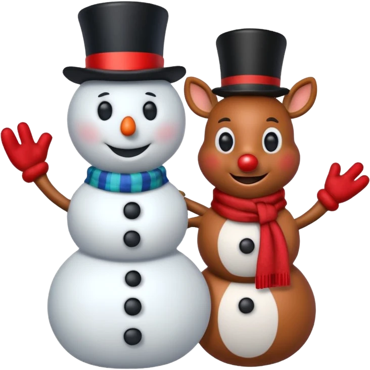 Frosty the snowman with Rudolph the red nosed reindeer  emoji