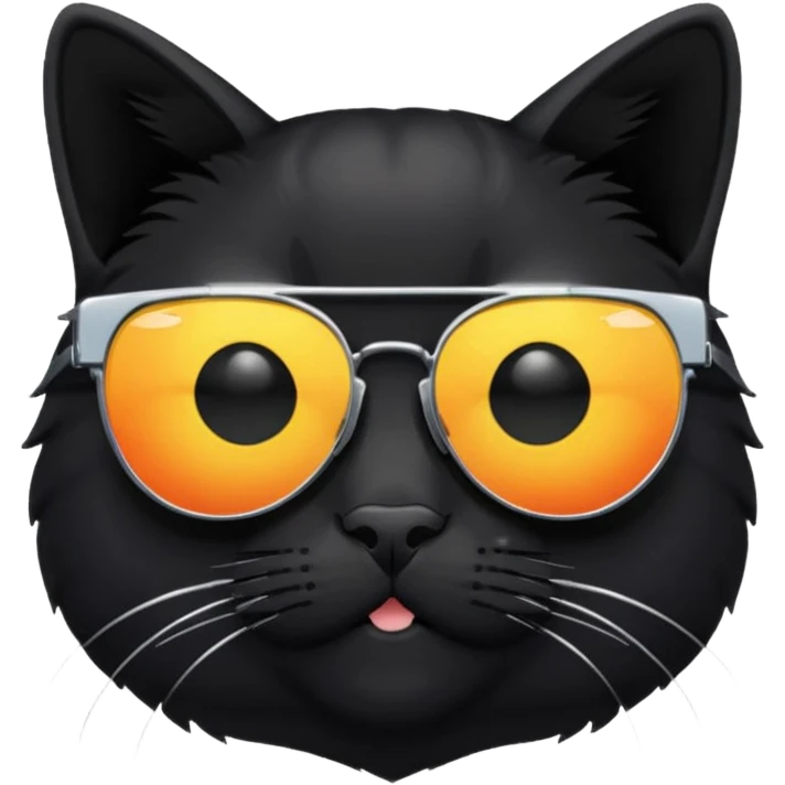 black cat wearing mirrored sunglasses emoji