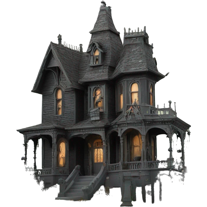 Haunting graveyard field Victorian large mansion birdhouse  emoji
