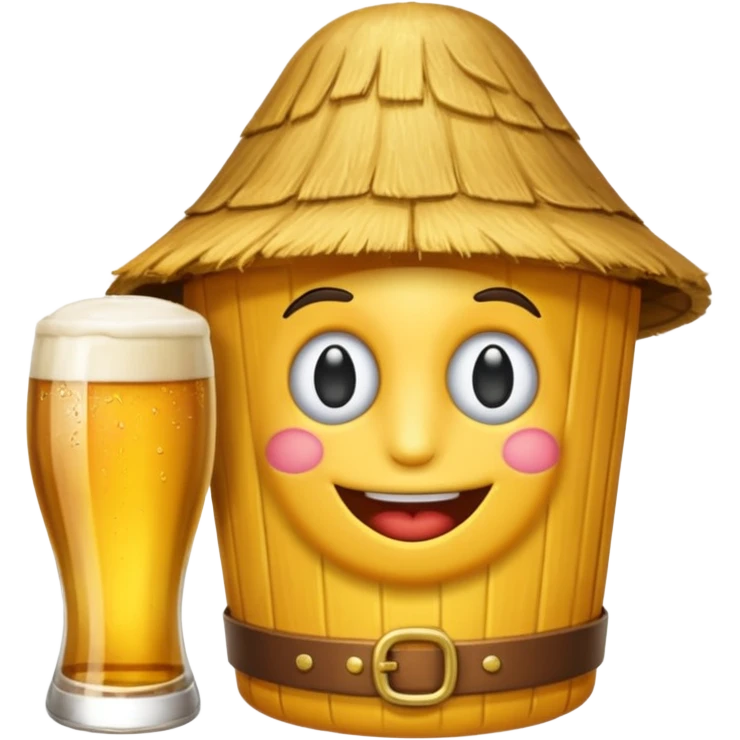 Ein lachendes Emoji mit Bierglas und Gamsbart Hut emoji