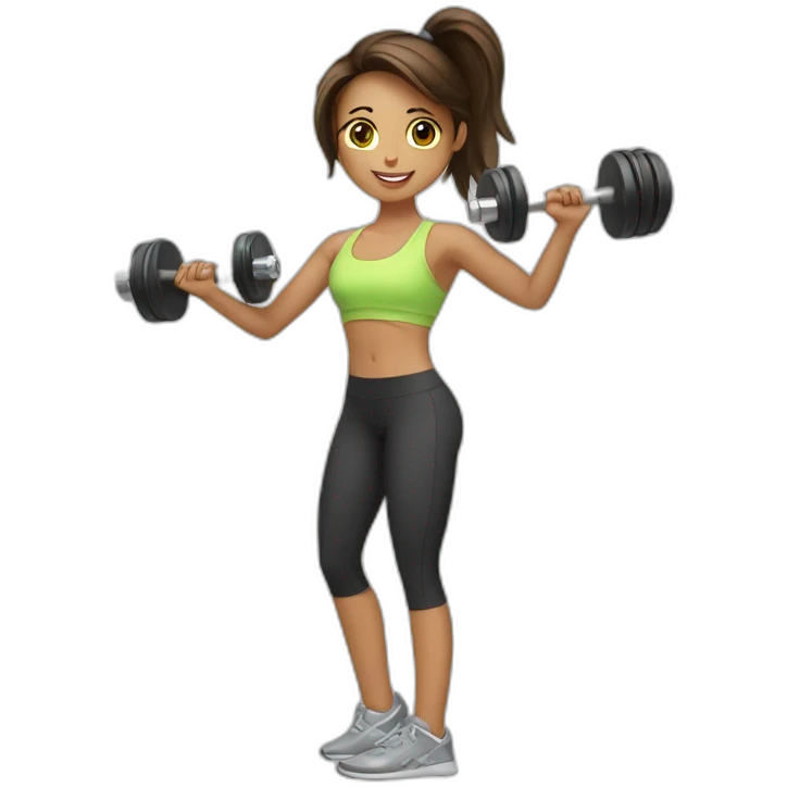 pretty girl workout using dumbbel emoji