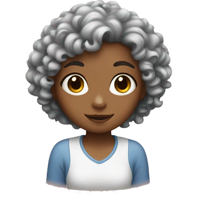 girl with curly hair and a cat  emoji