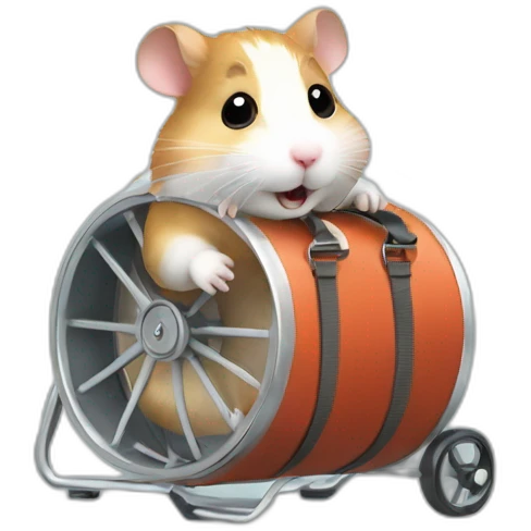 hamster with office bag running in hamster wheel emoji