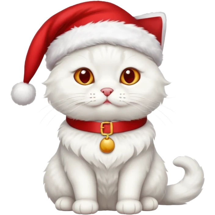a full-body white cat with Christmas accessories  emoji