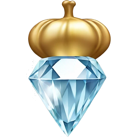 a Diamond Acorn, sparkling cut diamond, with stem of gold emoji