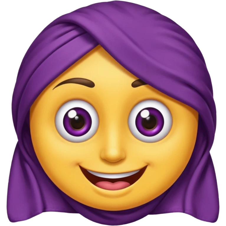 Hazme un emoji de una toalla morada con ojos de Cari con ojos de caricatura con boca emoji