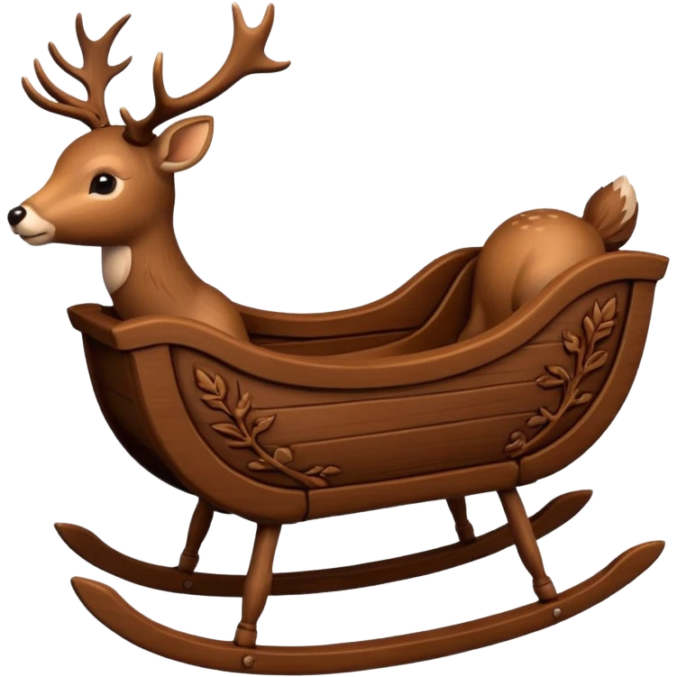noel wood cradle with deer emoji