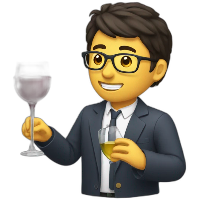 consultant drinking wine while programming emoji