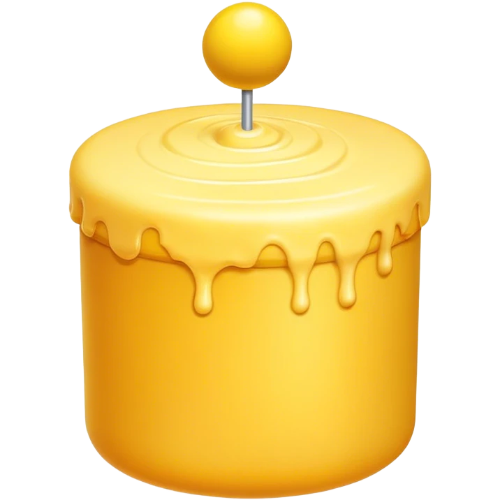 yellow cylinder with two yellow balls at the bottom of the cylinder on each side with frosting on the top emoji