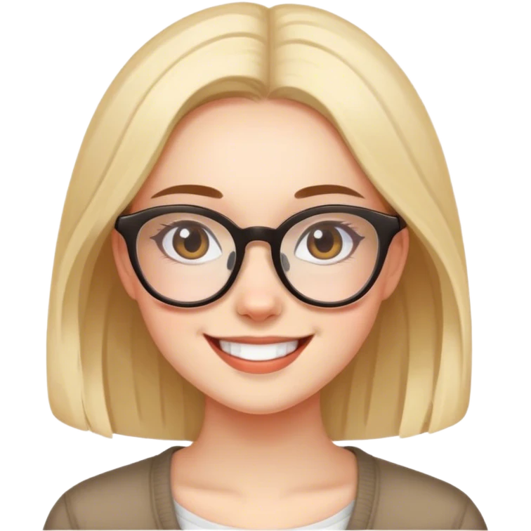 smiling girl with glasses indoors pretty emoji