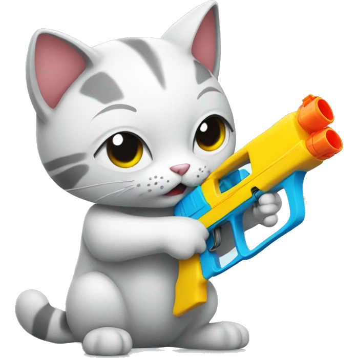 Cat with a water gun emoji