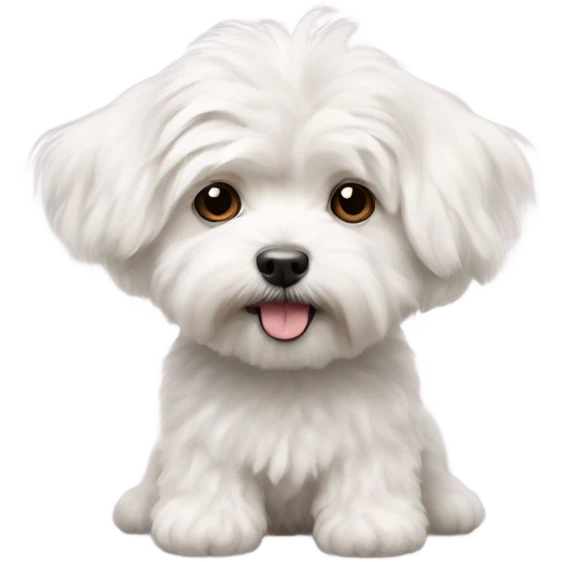 A fluffy white Maltese and maltipoo mixed small dog  emoji
