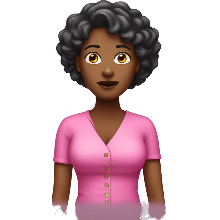 black woman in pink shrugging emoji