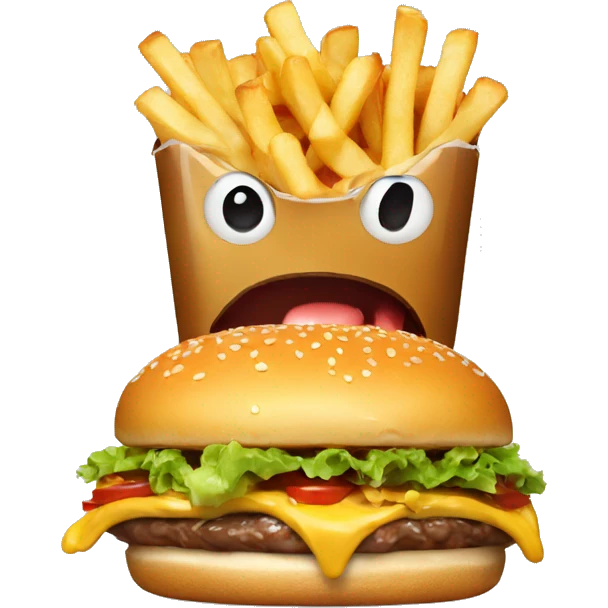 Poutine eating a burger emoji
