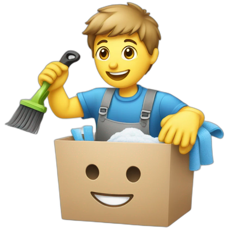A happy person cleaning inbox emoji