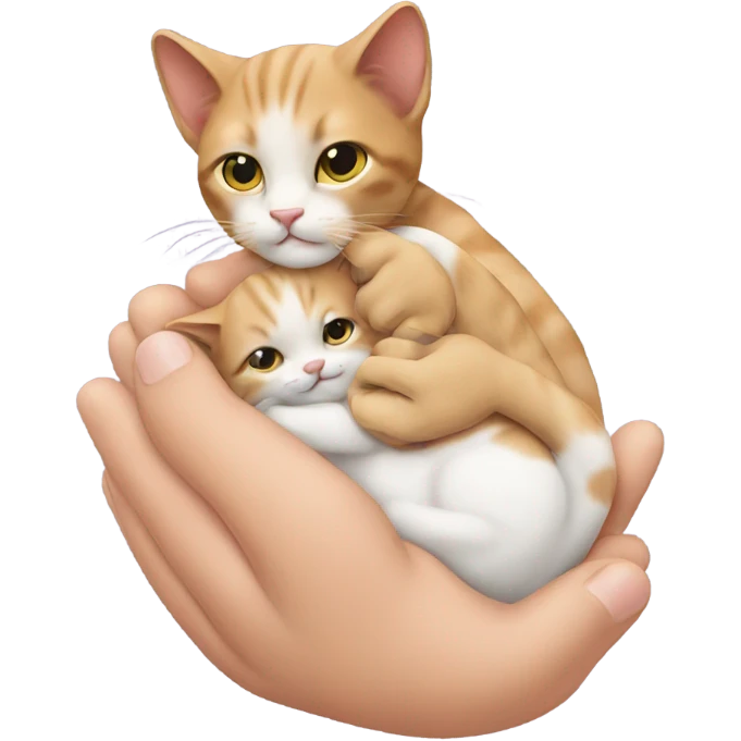 A cat holding a baby emoji