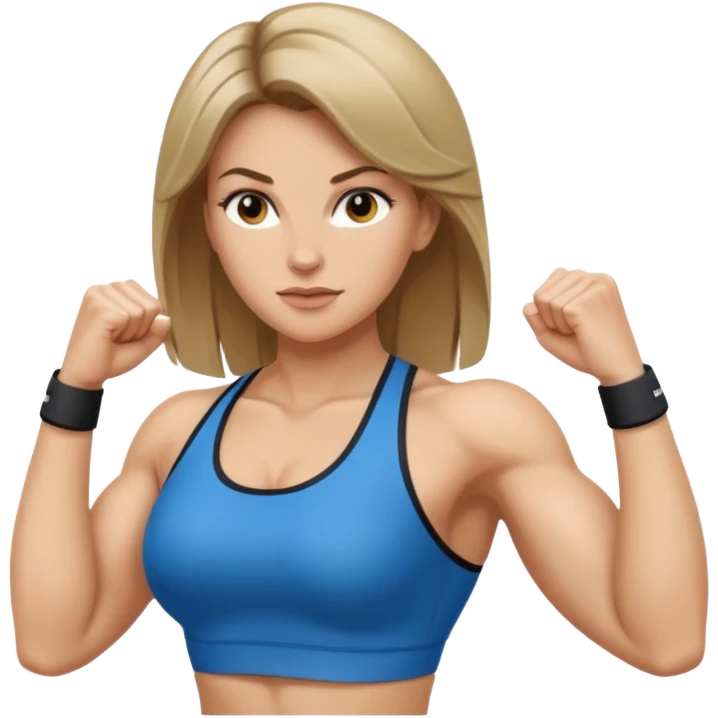 powerful woman fitness dark blonde hair white skin emoji