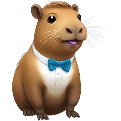￼ Capybara with a bow tie and pooping rainbow emoji