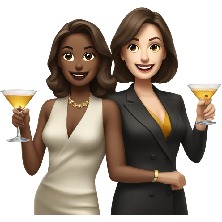 rich caucasian women two friends sipping martinis brunettes emoji