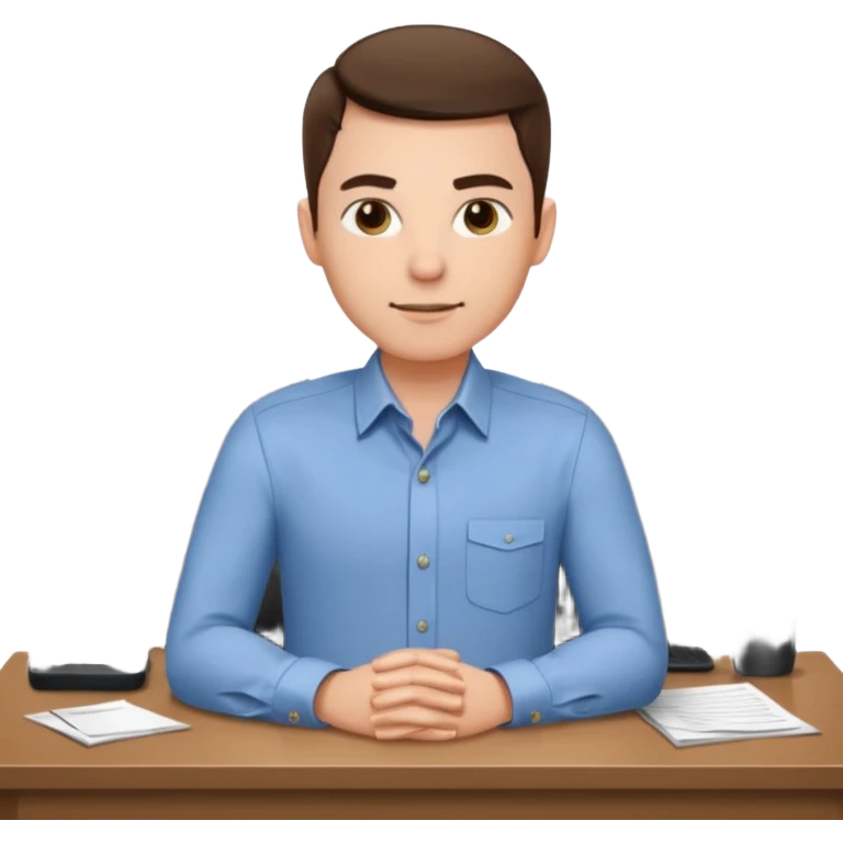 un recruteur à son bureau (l'image est tourné de 3/4) emoji