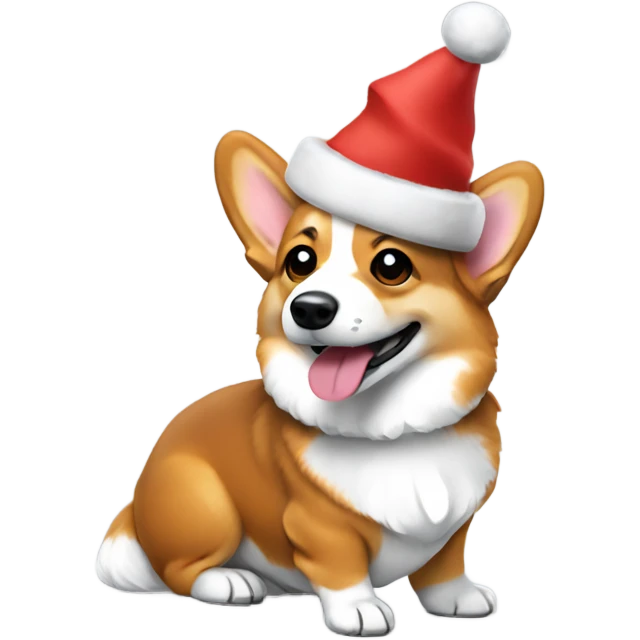Tri-color corgi wearing Christmas hat  emoji