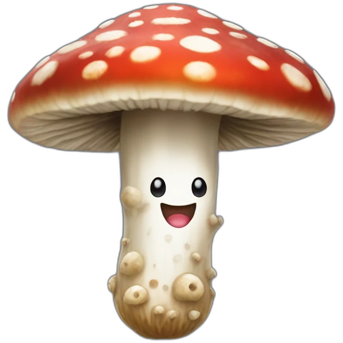 Amanita muscaria with happy face say “hallo” emoji