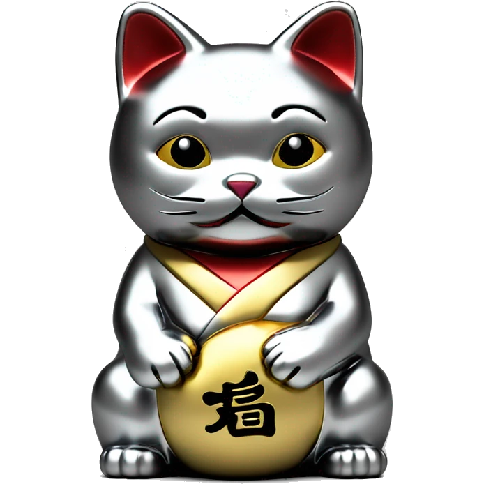 Full chrome plated solid color uncluttered maneki neko 3d emoji