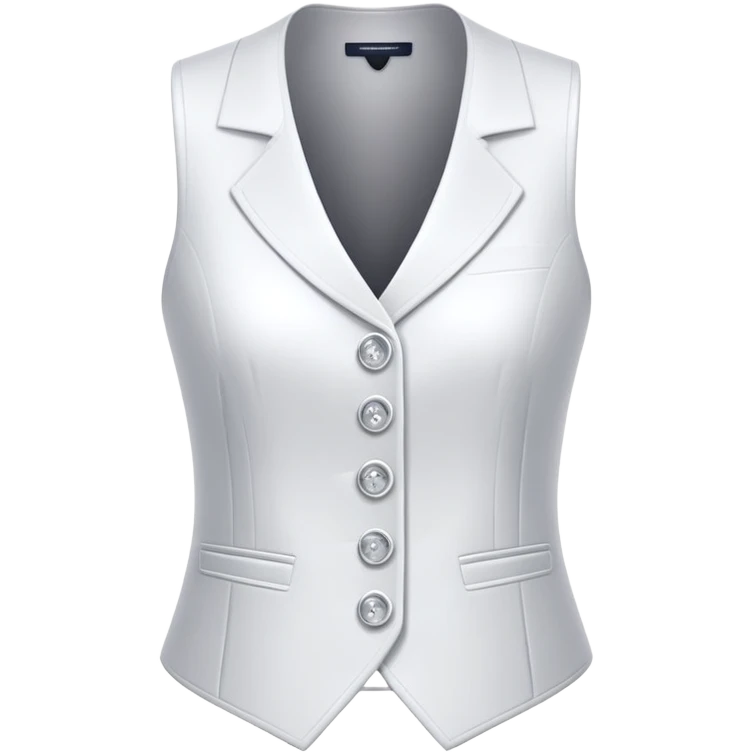 white formal vest for women with 3 white buttons and 2 front pockets emoji