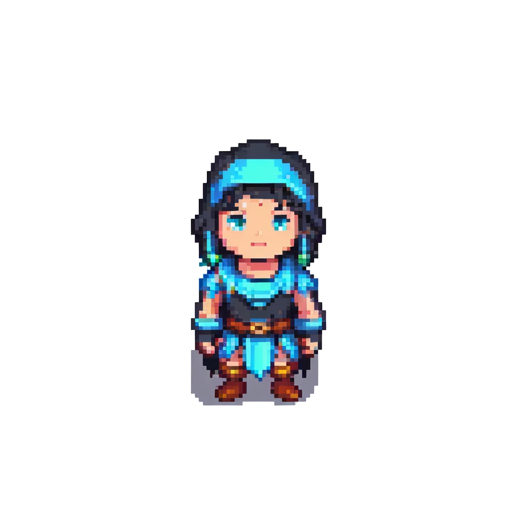 Kayzer character in pixel art style standing pose with retro game vibe emoji