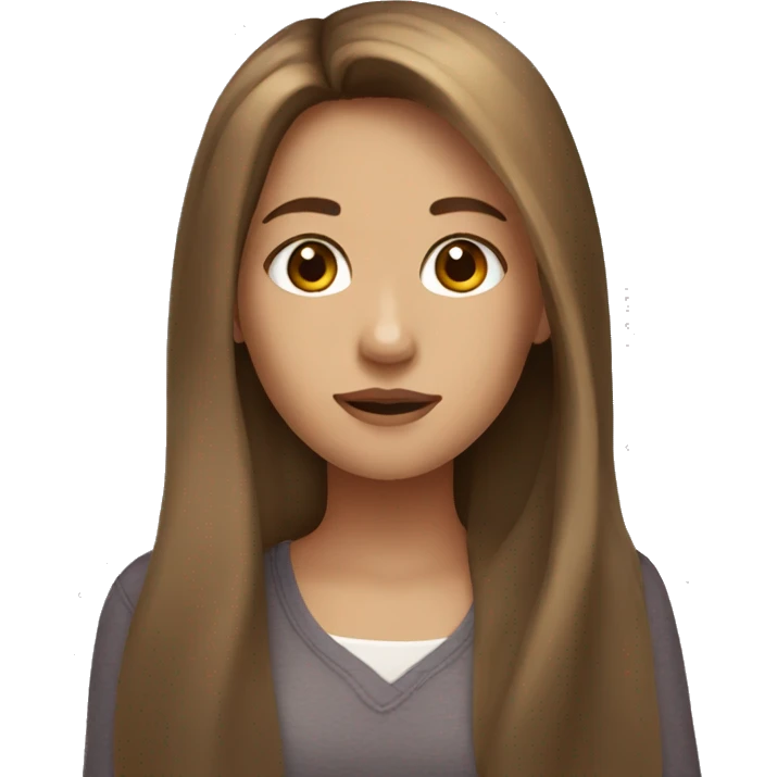 Girl with long brown hair hazel eyes emoji