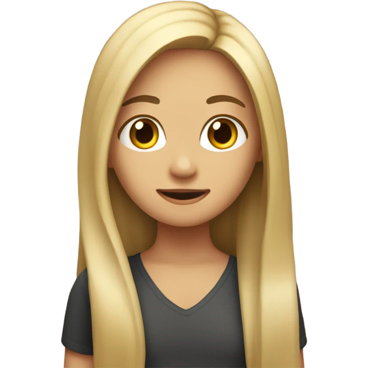 girl with long hair holding a dauchsand emoji