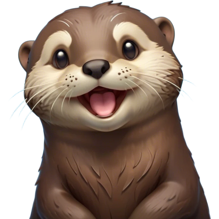 Cinematic Cute Yawning Otter Portrait Emoji, Head tilted slightly with a dramatic, wide-open yawn, showcasing a soft, sleek brown Fur with slightly drooping ears, round eyes barely open in drowsy contentment, Simplified yet irresistibly adorable features, highly detailed, glowing with a soft, cozy glow, high shine, relaxed yet expressive, stylized with a touch of aquatic whimsy, bright and endearing, soft glowing outline, capturing the essence of a sleepy yet affectionate otter, so drowsy it feels like it could glide right out of the screen and curl up for a nap! emoji