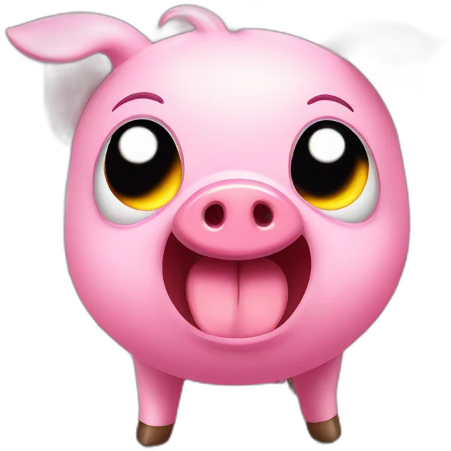 cute pink pig angry with lightning background emoji