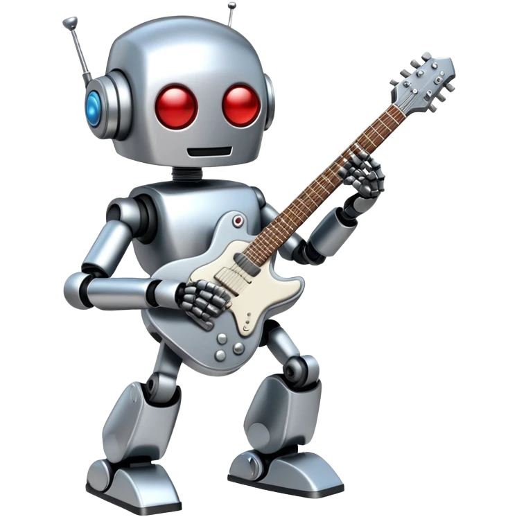 Robot playing guitar emoji