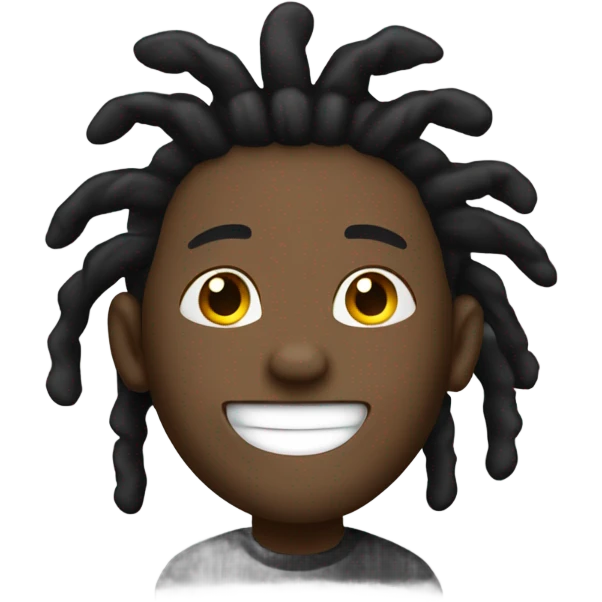 black man-dread locks-  no facial hair laughing black shirt emoji
